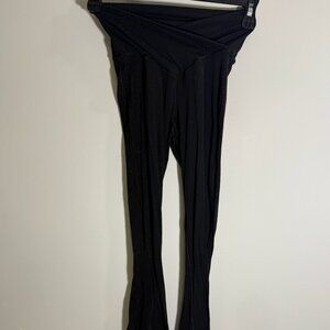 Aerie Crossover Ribbed Black Flare Leggings